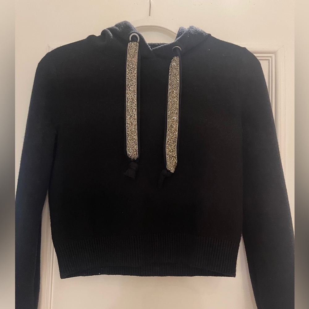 Zara Black Sweater Hoodie with Glittery  Drawstrings
